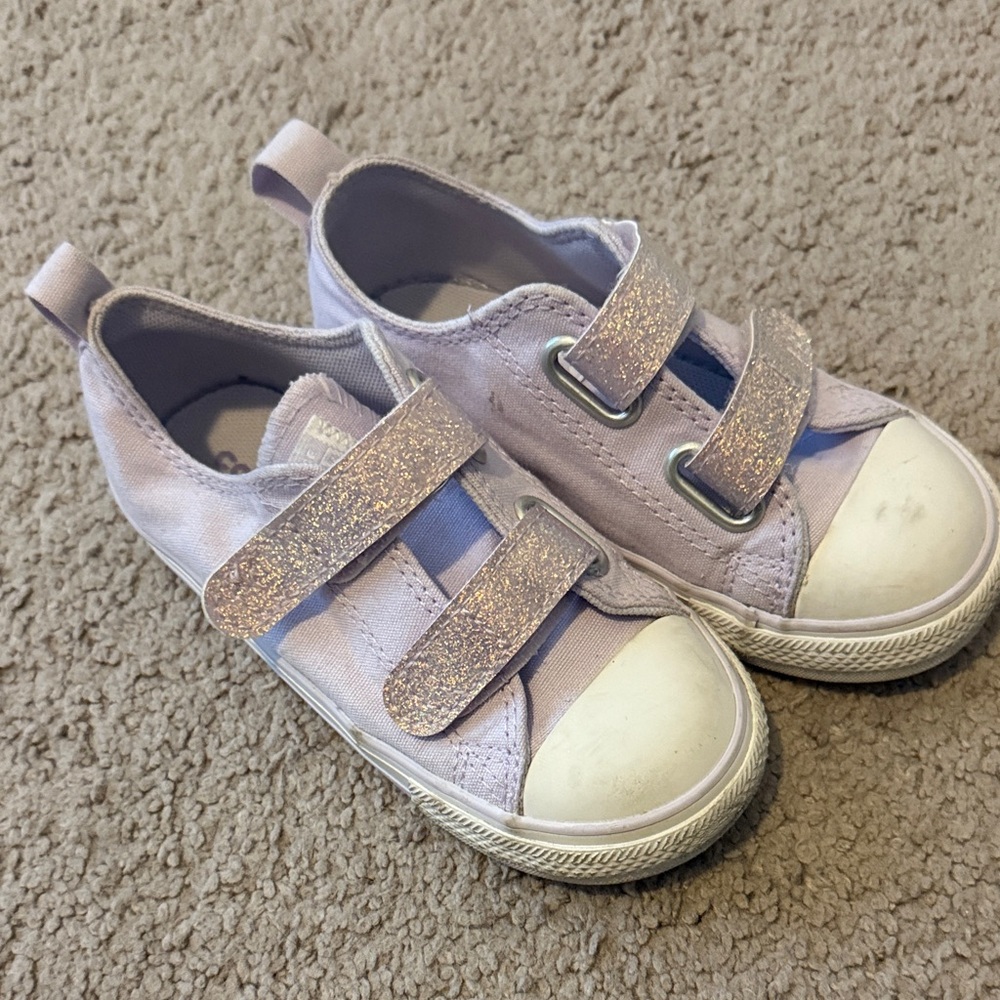 Converse Kids Purple Glitter Strap Sneakers